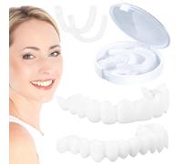 Dazzluxe 2 Paia di Denti Finti, Impiallacciature per Denti A Incastro - Sorriso Perfetto Istantaneo Clip su Impiallacciature Superiore E Inferiore, Bretelle per Denti per Rendere I Denti Belli