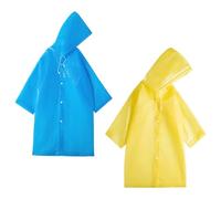 DAZZLUXE 2 Pezzi Impermeabile per Bambini, Riutilizzabile, Poncho Traspirante per Ragazzi e Ragazze (Blu, Giallo), 60-68
