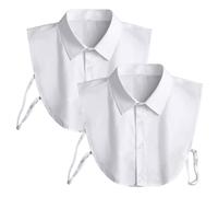 DAZZLUXE 2-teilige Hemdkragen, Blusenkragen für Damen, Blusenkrageneinsätze für Damen, Weiße Krageneinsätze, Fake-Kragen für Damen, Blusenkragenverlängerungen, Ideal für Hemden, Pullover