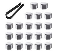 DAZZLUXE 20 custodie protettive per dadi con 1 clip, tappi per dadi per pneumatici da 17 mm, custodia decorativa in plastica, accessori per auto (argento)