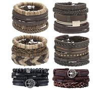 DAZZLUXE 24 bracciali da uomo, in pelle, da uomo, alla moda, da uomo, in corda da uomo, da uomo