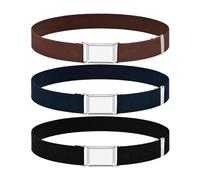 DAZZLUXE 3 cinture per bambini, elastico in vita, regolabile, cintura sportiva, cintura estiva per campeggio, alpinismo (marrone, nero, blu marino), Marrone, nero, blu marino, 30cm-72cm