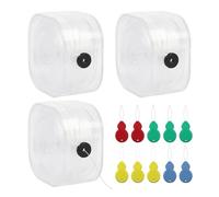 DAZZLUXE 3 pezzi 0,8 mm di cordoncini elastici quadrati, 10 pezzi di infila-ago, filo di perline, filo elastico per braccialetti in perla, accessorio per perlati, filo multifunzionale