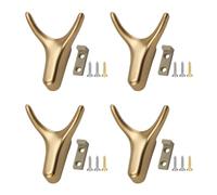 DAZZLUXE 4 ganci dorati, da parete, per guardaroba, appendiabiti e appendiabiti, in oro opaco, 4 pezzi
