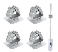 DAZZLUXE 4 ganci per mocio, supporto per scopa senza foratura, autoadesivo, supporto per scopa da parete (6 X 6 grigio trasparente)