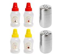 DAZZLUXE 4 mini spargisale, 2 spargipepe con foro a S, piccolo spargisale con coperchio, mini saliera e pepe, spargisale da viaggio, mini saliera da viaggio