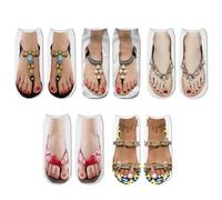 DAZZLUXE 5 Paia di Calzini Infradito Stampati Divertenti Con Stampa Nail-Art 3D Fantasia Per Le Donne, Multicolore, 13