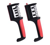 DAZZLUXE Affilacoltelli in 2 pezzi, affilacoltelli manuale, affilacoltelli da cucina, utensili da cucina, affilacoltelli a mano, affilacoltelli a 3 livelli per la cucina