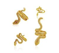 DAZZLUXE Anello a serpente in 4 pezzi, anello a serpente dorato, anello a serpente vintage aperto, anello a serpente dorato, anello per gioielli Medusa, Metallo, gold