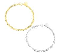 DAZZLUXE Bracciali a sfera da 4 mm - Argento e Oro Moda Donna - Gioielli e Accessori di Perle - Regali per Ragazze, circonferenza/diametro di circa 20 centimetri