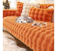 Dazzluxe Copridivano In Pelliccia Sintetica Di Coniglio, Copridivani Angolare A L Per 1/2/3/4 Posti, Copricuscini Antiscivolo In Peluche, Protezione Per Mobili Morbida E Lavabile, 90x70cm - Arancione