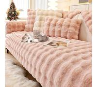 Dazzluxe Copridivano In Pelliccia Sintetica Di Coniglio, Copridivani Angolare A L Per 1/2/3/4 Posti, Copricuscini Antiscivolo In Peluche, Protezione Per Mobili Morbida E Lavabile, 70x120cm - Rosa