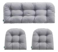 Dazzluxe Cuscini per Sedie da Esterno, Set di 3 Cuscini per Sedie in Vimini Trapuntati, 1 Divano A Due Posti E 2 Cuscini A Forma di U, Cuscino di Ricambio per Sedie Trapuntate,Grey1