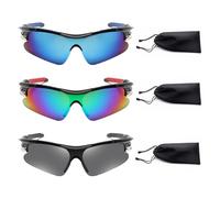 DAZZLUXE Occhiali da Sole Polarizzati - Set 3 Occhiali Sportivi per Ciclismo, Sci, Golf e Attività Esterne con 3 Tasche