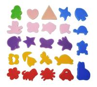 Dazzluxe - Set di 24 spugnette di diverse forme per pittura - timbri colorati con motivi - strumenti per fai da te e artigianato, per bambini