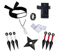 Dazzroi Accessori Anime Cosplay Kit Déguisement, FléChettes, Bandeau, Kunai, Collier, Anneau, Sac Compartimento Unico, Bande Élastica per Halloween Carnaval