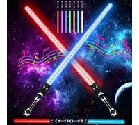 DAZZTIME 2 Pezzi Laser Spada,RGB 7Colori con Suono di Combattimento,Spada Laser per Bambini,Spada Laser Spazio Wars,Regalo Cosplay di Halloween di Natale per Ragazzo