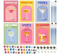 DAZZTIME Dipingere con i Numeri,6 Pezzi Quadri da Dipingere Numerati 20X30cm,Paint by Numbers Cocktail,con Pennelli e Colori Acrilici,per kit di Pittura per Principianti su Tela Colorata