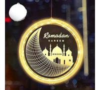DAZZTIME Luce Fatata Decorativa Eid Ramadan,16 Cm Luci Stringa Delle Fate Ramadan,Luci Decoro per Finestre Eid Ramadan con Gancio Ventosa,Led Luci Musulmane Ramadan,Decorazione Casa Ramadan.