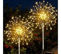 DAZZTIME Luci Solari da Giardino Decorative,2 Pezzi Luci Fuochi D'artificio da Esterno,Decorative Lampade,per Giardino Natale Feste Matrimonio