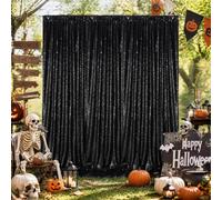 DazzWed 4 pezzi Tenda con paillette - 60x240cm Sfondo a Tende con Sequin per Laurea Scuola Feste Decor feste di compleanno, matrimonio, palcoscenico -Nero