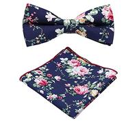 DB Dickie Bow Blue Floral Cotton Papillon & Pocket Square Set