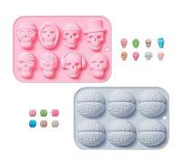 DBAILY Stampi Per Cioccolato In Silicone,2pcs Halloween Stampi Gommosi a Forma Di Teschio In Silicon 3d Stampo Per Cioccolatini Al Cervello Per Fare Cubetti Di Ghiaccio Caramelle Cioccolato Sapone