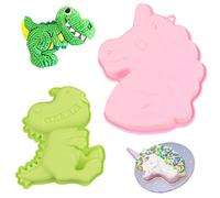 DBAILY Stampo Torta Dinosauro,2 Pezzi Teglia Di Dinosauro Della Tortiera Stampi Per Torta Al Cioccolato In Silicone Grande DIY Unicorno Non Appiccicoso Per Festa Compleanno Fare Una Torta Dessert Pane