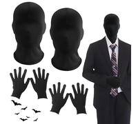 DBALL 2 Pezzi Maschera Integrale Nera Maschera Di Halloween Con 2 Paia di Guanti Senza Maschera Facciale Adatta per Maschera In Costume Da Festa Di Gioco Di Ruolo Di Halloween