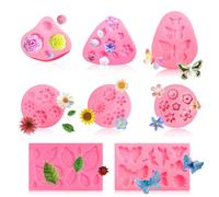 DBALL 8 Pezzi Stampi Fiori in Silicone 3D Fondente Torta Rose Stampi del Fiore della Margherita Mini Decorativo Stampi DIY per Cioccolato Caramella Zucchero Gelatina