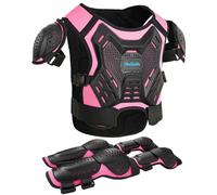 DBaoXiaoMu Attrezzature per moto fuoristrada - Gilet protettivo per bambini - Protezione per petto, schiena e ginocchia per ciclismo ATV (rosso vino)