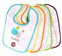 dBb Remond Set di 7 bavaglini per neonato, in cotone foderato in plastica, bavaglini impermeabili per neonato, bambina e ragazzo, chiusura con velcro