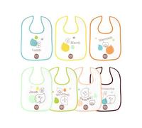 dBb Remond Set di 7 bavaglini per neonato, in cotone foderato in plastica, bavaglini impermeabili per neonato, bambina e ragazzo, chiusura con velcro