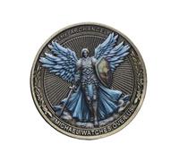 DBCEJF Moneta Arcangelo Michele Challenge Coin Antico Bronzo, Medaglia Commemorativa San Michele Proteggici, Regalo Spirituale e Portafortuna da Tasca, Souvenir Religioso per Protezione e Fede
