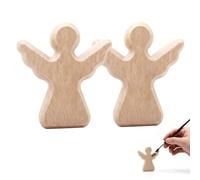 DBCEJF Set di 2 Angelo Custode in Legno di Faggio, Statuina Artigianale Portafortuna, Regalo per Battesimo, Prima Comunione e Cresima, Oggetti Sacri Religiosi Fatti a Mano