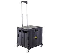 dbest products Quik Cart 360 Four Wheeled Rolling Crate Teacher Utility with seat Heavy Duty Collapsible Basket with Handle, Black