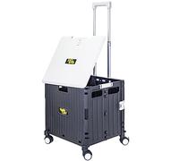 dbest products Quik Cart Swing - Carrello girevole a quattro ruote, per insegnanti, con sedile resistente, pieghevole, con doppia maniglia telescopica per carro, coperchio grigio