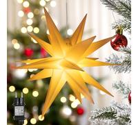 DBFAIRY Stella luminosa 3D per esterni, 60 cm, illuminata con timer, stella d'avvento illuminata, da appendere, con stelle luminose di Natale, decorazione per interni ed esterni (bianco caldo)