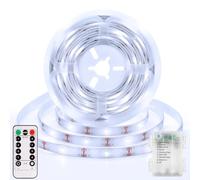 DBFAIRY Striscia LED da 3 metri con batteria, 90 LED alimentata a batteria con timer remoto, striscia luminosa a LED per camera da letto, decorazione della casa (bianco)