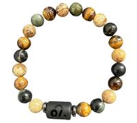 DBHDG Bracciale con perline zodiacali per uomo - Pulsera Para Hombre con perline in pietra naturale, gioiello spirituale curativo da regalare (Leone)