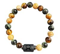 DBHDG Bracciale con perline zodiacali per uomo - Pulsera Para Hombre con perline in pietra naturale, gioiello spirituale curativo da regalare (Toro)