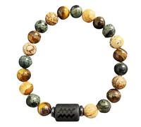 DBHDG Bracciale con perline zodiacali per uomo - Pulsera Para Hombre con perline in pietra naturale, gioiello spirituale curativo da regalare (Acquario)
