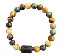 DBHDG Bracciale con perline zodiacali per uomo - Pulsera Para Hombre con perline in pietra naturale, gioiello spirituale curativo da regalare (Cancro)