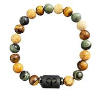 DBHDG Bracciale con perline zodiacali per uomo - Pulsera Para Hombre con perline in pietra naturale, gioiello spirituale curativo da regalare (Ariete)