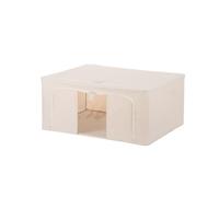 DBHDG Scatole per Armadio, Organizzatore Armadio con Struttura In Metallo Pieghevole, Scatoloni per Trasloco Organizer Armadio Coperte Biancheria da Letto (Beige,40L)