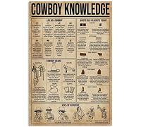 DBKGHIEDHG Poster educativo Cowboy Knowledge Targa in metallo con stampa retrò Life As A Cowboy Poster stampa retrò scuola Western Cafe Bar Camera da letto Bagno Cucina Decorazione da parete
