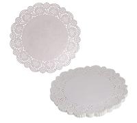 DBOO 100 pezzi bianchi rotondi per decorare torte in pizzo, centrini di carta per piatti, cupcake, biscotti, tovagliette (100 confezioni da 21,5 cm)