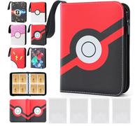 DBPBToU Raccoglitore Carte Poke per 400 Carte con 400 Sleeves, Album Carte per Poke X, V, Vmax, TAG TEAM, EX, GX, MTG, TCG, Cerniera impermeabile in Pelle PU (Slash)