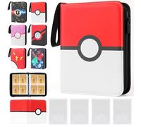 DBPBToU Raccoglitore Carte Poke per 400 Carte con 400 Sleeves, Album Carte per Poke X, V, Vmax, TAG TEAM, EX, GX, MTG, TCG, Cerniera impermeabile in Pelle PU (Cerchio)