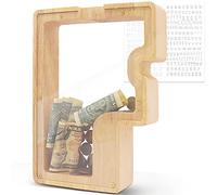 DBPBToU Salvadanaio a Forma di Lettera in Legno, Grande 23 * 4 * 23cm, Apribile Personalizzato Trasparente, per Regalo di Compleanno/Decorazione Domestica/Ricordo